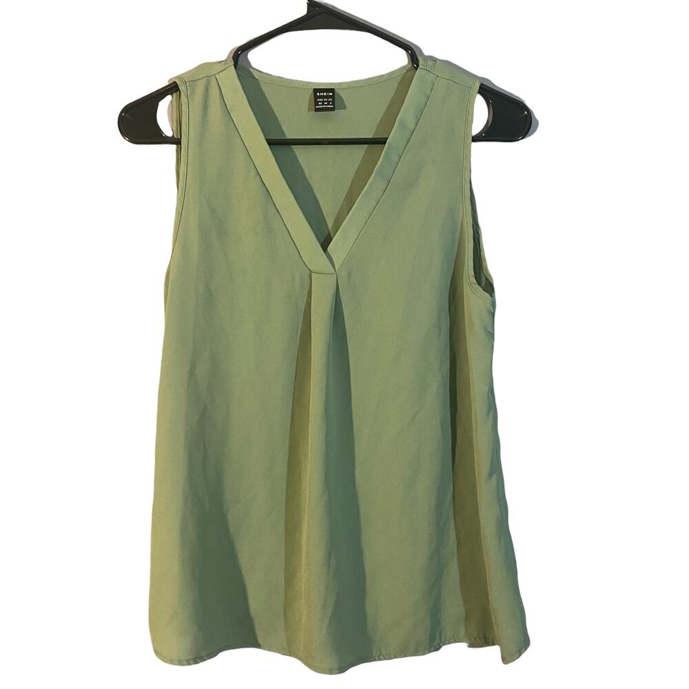 SHEIN Olive Green Sleeveless Blouse Women Sz XS